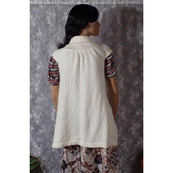 Vintage Y2K Sweater Tunic 2000s Roxy Knit Long Sleeveless Cardigan Size Small - Picture 5 of 10